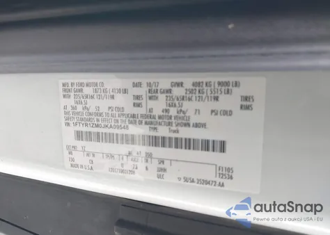 2018 Ford Transit Van Base W/60/40 Pass-Side Cargo Doors from USA, damaged, VIN 1FTYR1ZM0JKA09548